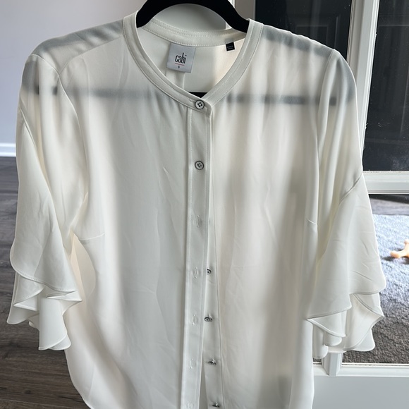 CAbi White Button down Float Blouse - Picture 2 of 4